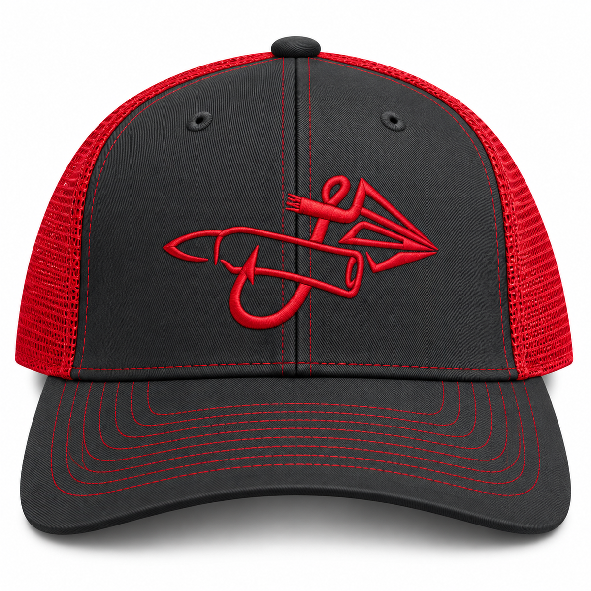 Charcoal & Red - Embroidered