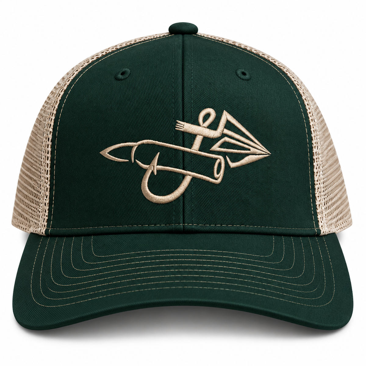 Green & Khaki - Embroidered