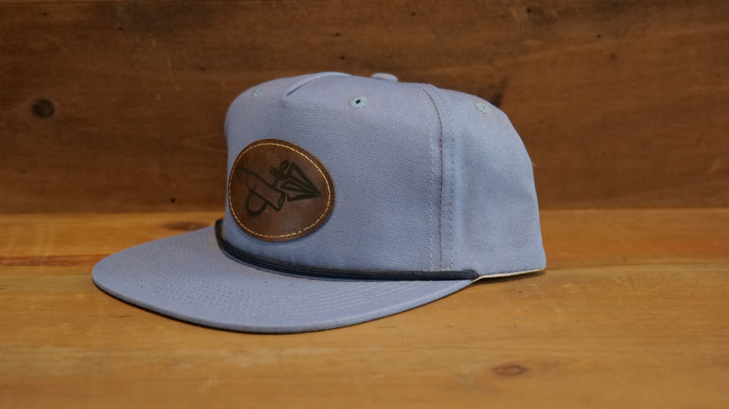 Light Blue/Black Rope Dark Brown Oval Leather Patch