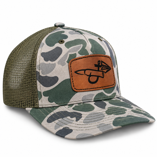 112 Marsh Duck Camo - Saddle Brown Rectangle Logo