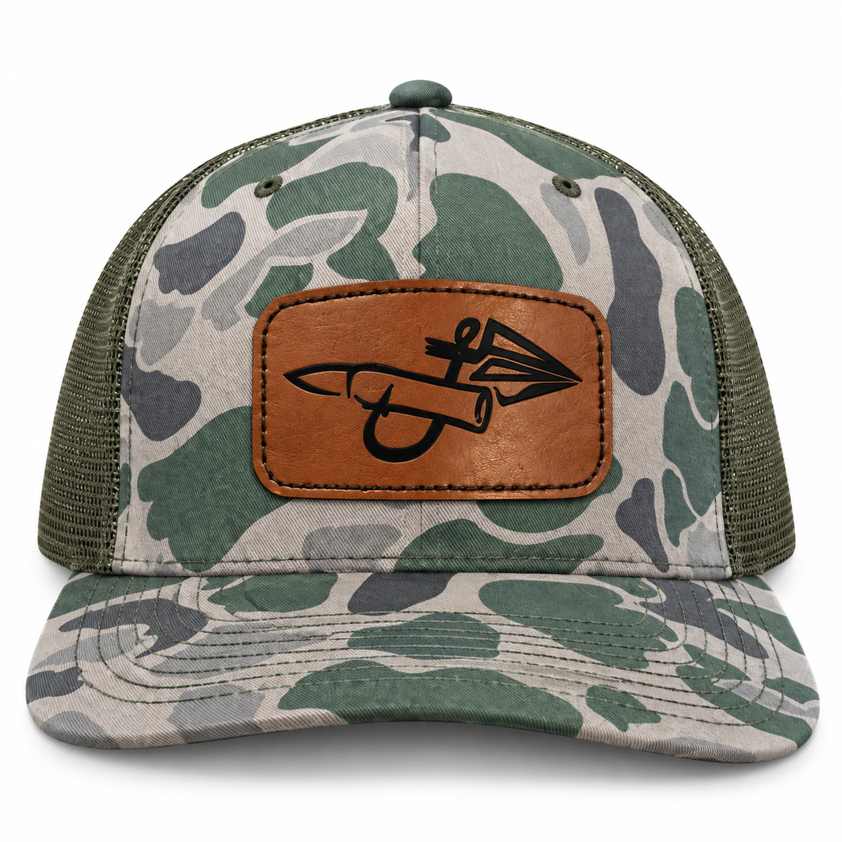 112 Marsh Duck Camo - Saddle Brown Rectangle Logo