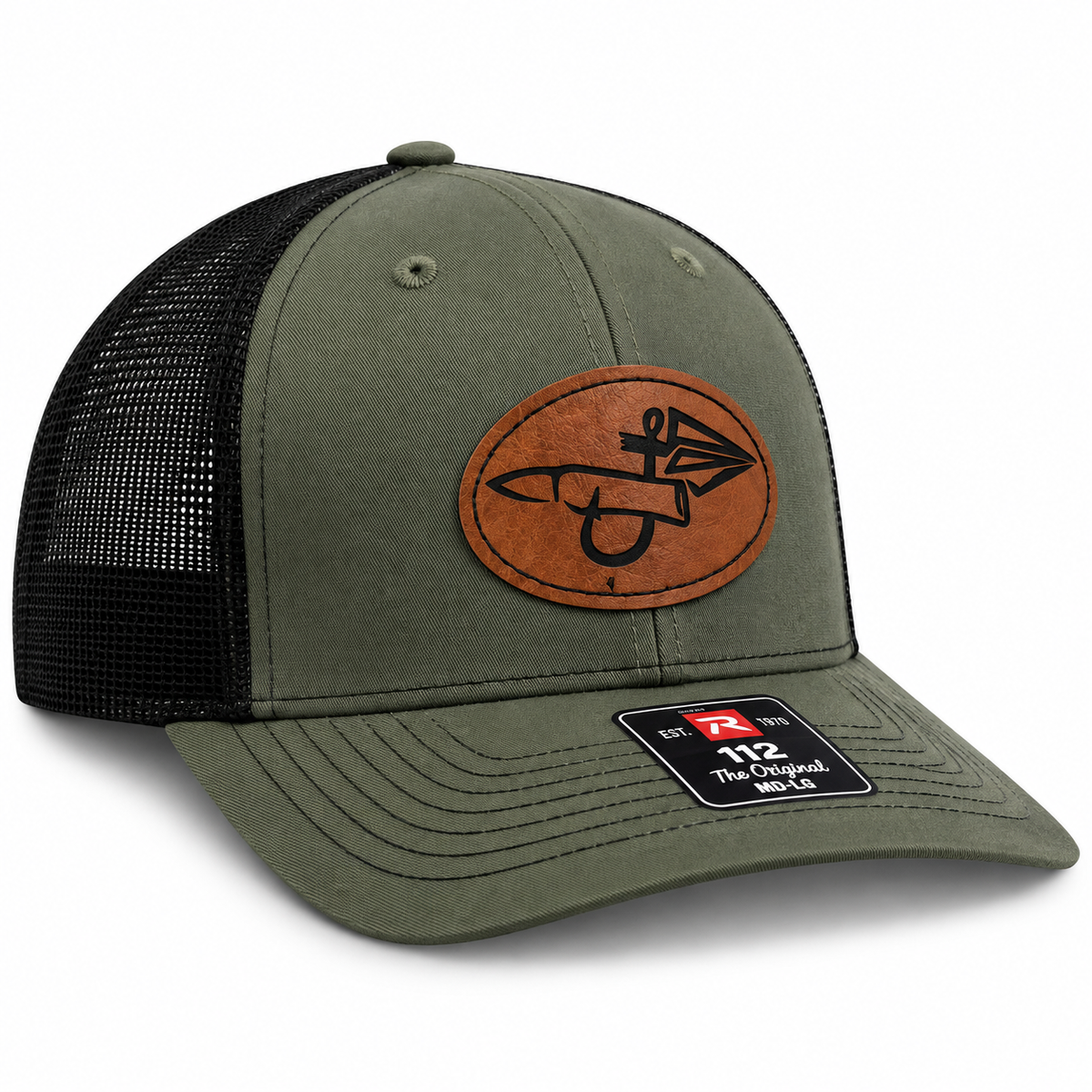 112 Loden & Black Trucker - Saddle Brown Oval Logo