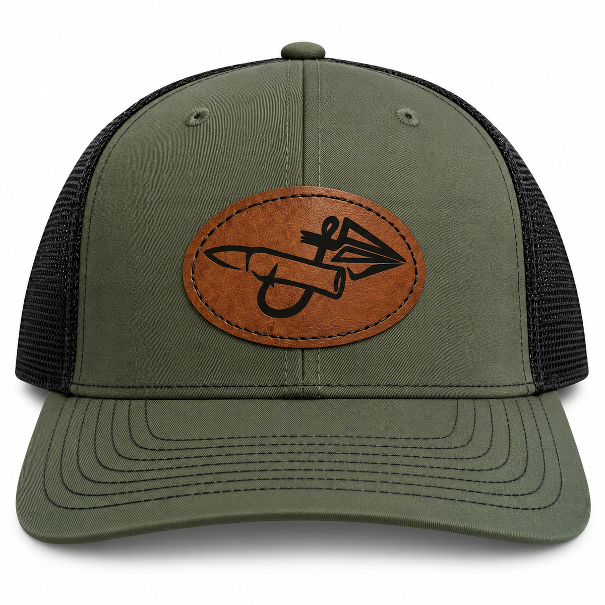 112 Loden & Black Trucker - Saddle Brown Oval Logo