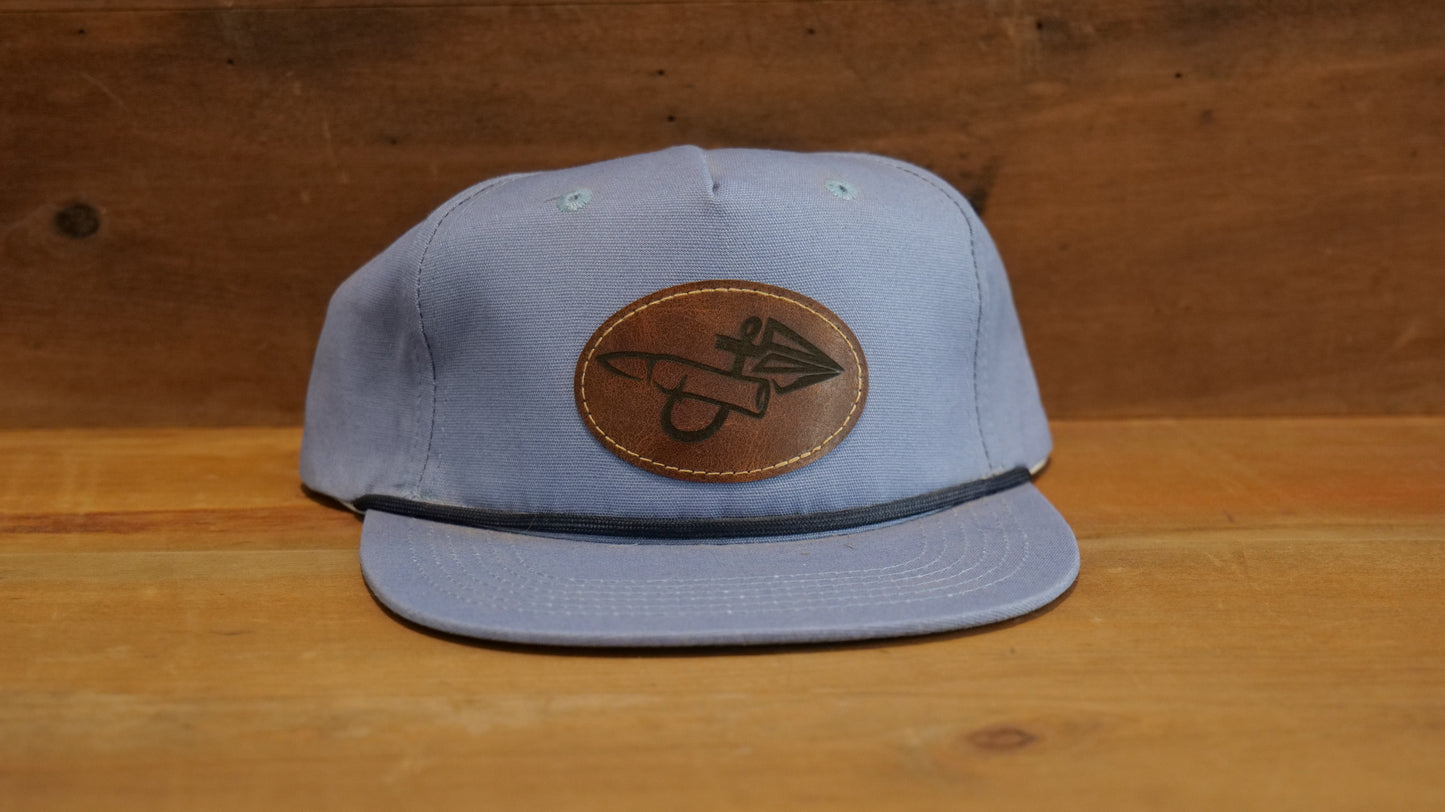 Light Blue/Black Rope Dark Brown Oval Leather Patch